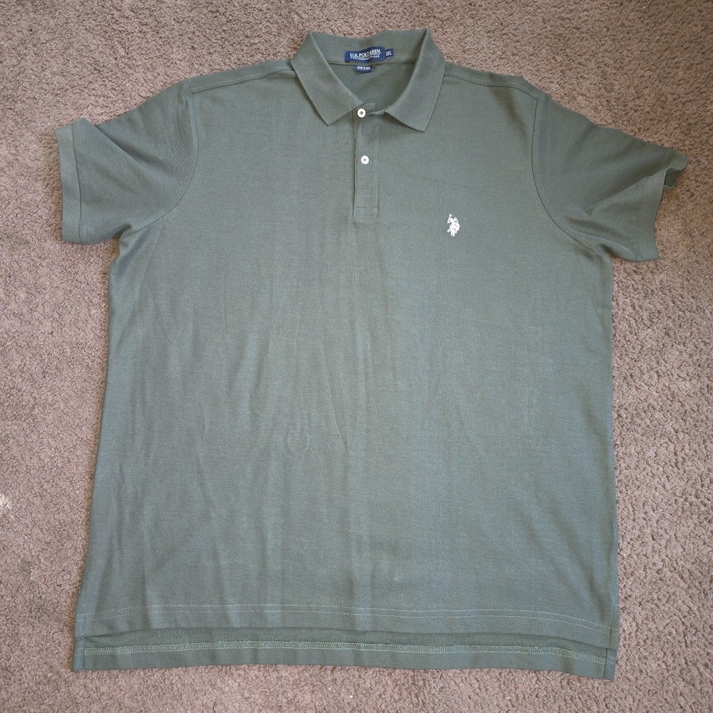 U.S. Polo Assn Performance Pique Polo Shirt Men's 2XL Olive Green Logo